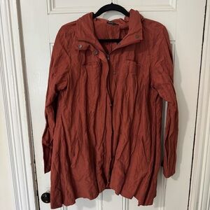 Eileen Fisher Rumpled Cotton Burnt Orange Metallic
Hooded Jacket L